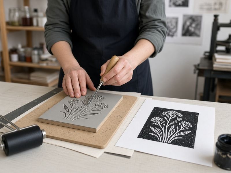 Linocut intro at Denim Serfs Print Studio